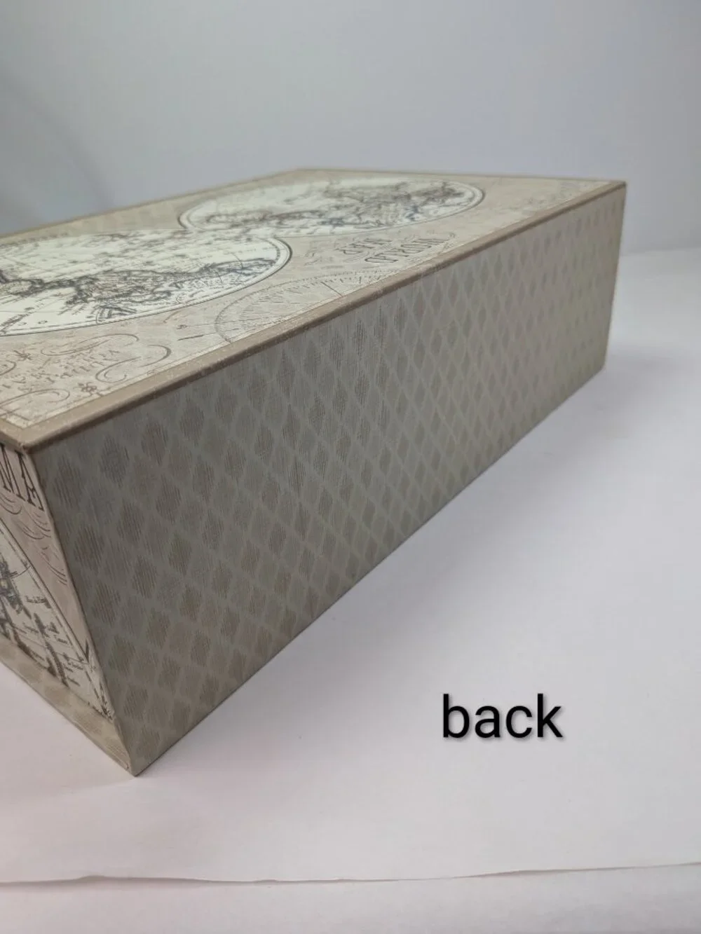 Vintage World Map Storage Box Antique Globe Keepsake Enchante Travel Tan